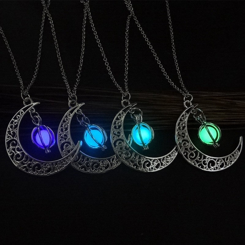 Celestial Radiance Silver Moon Necklace