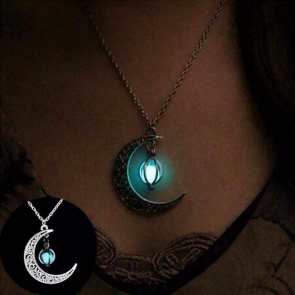 Celestial Radiance Silver Moon Necklace