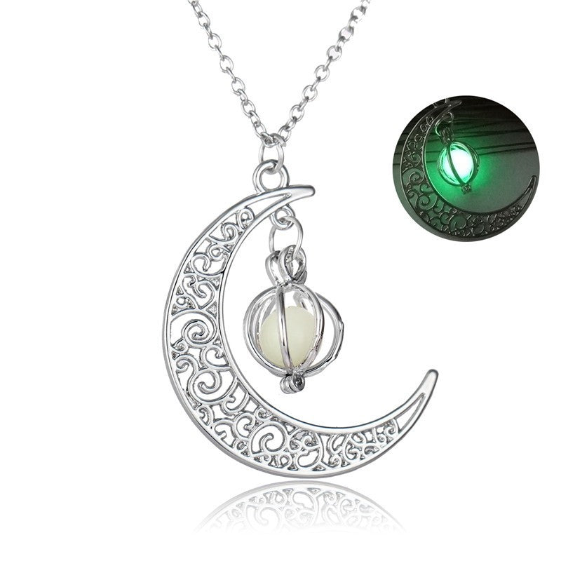 Celestial Radiance Silver Moon Necklace